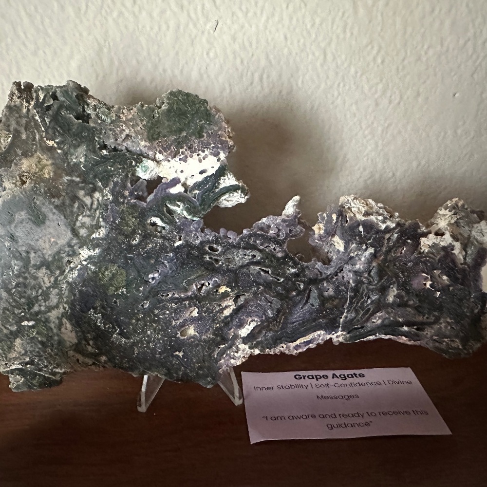 Bundle Grape Agate Slab and Moss Agate Heart